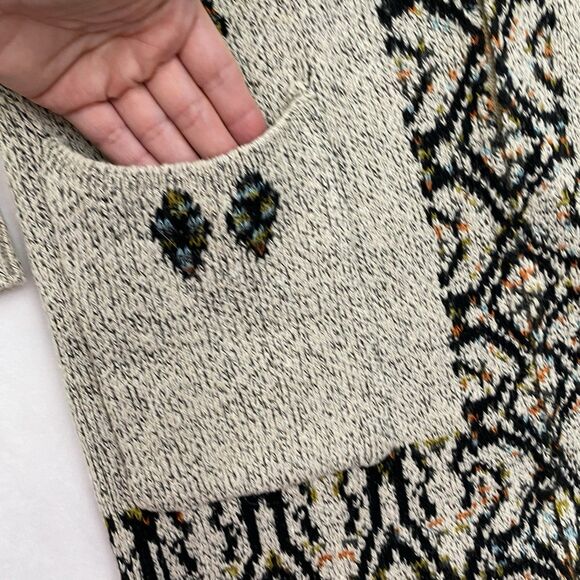 Northern Angel Cardigan Sweater Duster Womens Small Tan Aztec Hooded Fur Trim - Picture 9 of 11